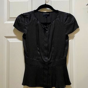 Silk blouse black with white polka dots. Button front